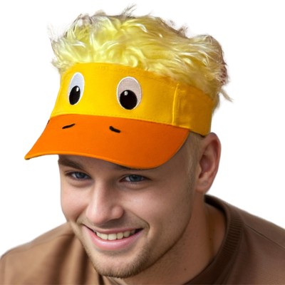 Popfizzy Duck Hat with Hair for Men and Women, Wig Hat, Fake Hair Hat, Adult