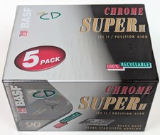BASF Chrome Super II 5er Pack - 90 Minuten Audio Kassetten - OVP & Neu