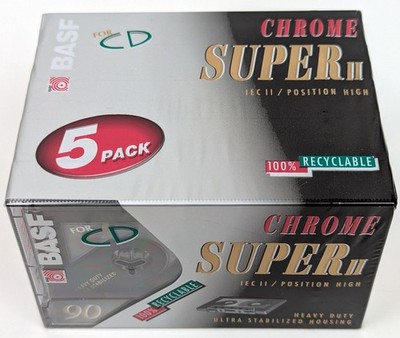 BASF Chrome Super II 5er Pack - 90 Minuten Audio Kassetten - OVP & Neu