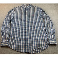 Ralph Lauren Men's Medium Classic Fit Checked Long Sleeve Button Down Polo Shirt
