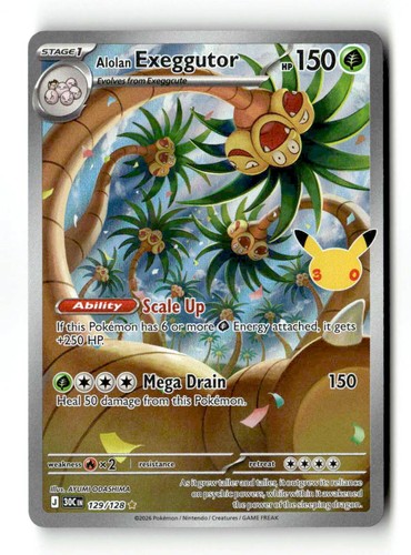Alolan Exeggutor 129/128 ME: 30th Celebration Holo Illustration Rare NM