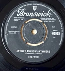 THE WHO ANYWAY ANYHOW ANYWHERE 7" BRUNSWICK (1965) VG+ MOD BEAT ENGLAND