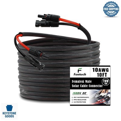 10ft Solar Extension Cable 10AWG for Outdoor Marine RV Automotive