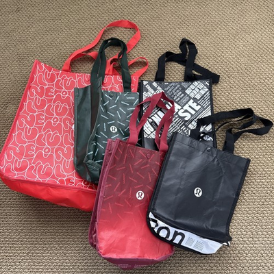 #ad Lululemon Reusable Shopping Gift Bags Lot Of 5 4 Mini And 1 Large Tote $12.99