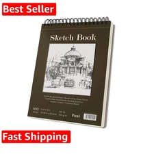 9" x 12" Sketch Book, Top Spiral Bound Sketch Pad, 100 Sheets 68lb/100gsm Aci...