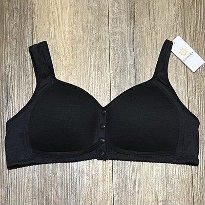 Daisy Bra Front Close Wirefree Plus Size 3XL Black $89 NWT Full Coverage Support