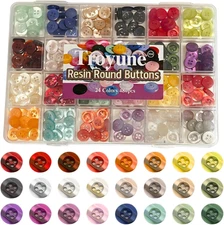 480 Pcs Resin Buttons for Sewing, 11.5Mm 4-Hole Flat Shank Buttons, 24 Assorted