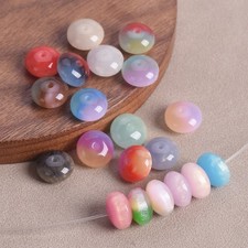 20pcs Rondelle Shape 8x5mm Glossy Resin Plastic Loose Spacer Beads DIY Jewelry