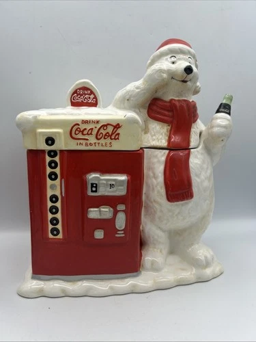 MTB- Vintage Estate Coca Cola Polar Bear Cookie Jar with Vending Machine 1994