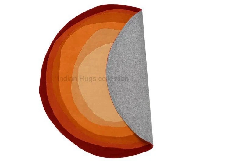 Ombre Hand-Tufted Orange Round Rug in Colorful Fine Wool – Custom Area Rug - Image 3 of 4