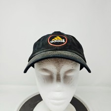 Vintage Adidas Strapback Hat Cap 90s Y2K Dad Black Faded Logo Grunge