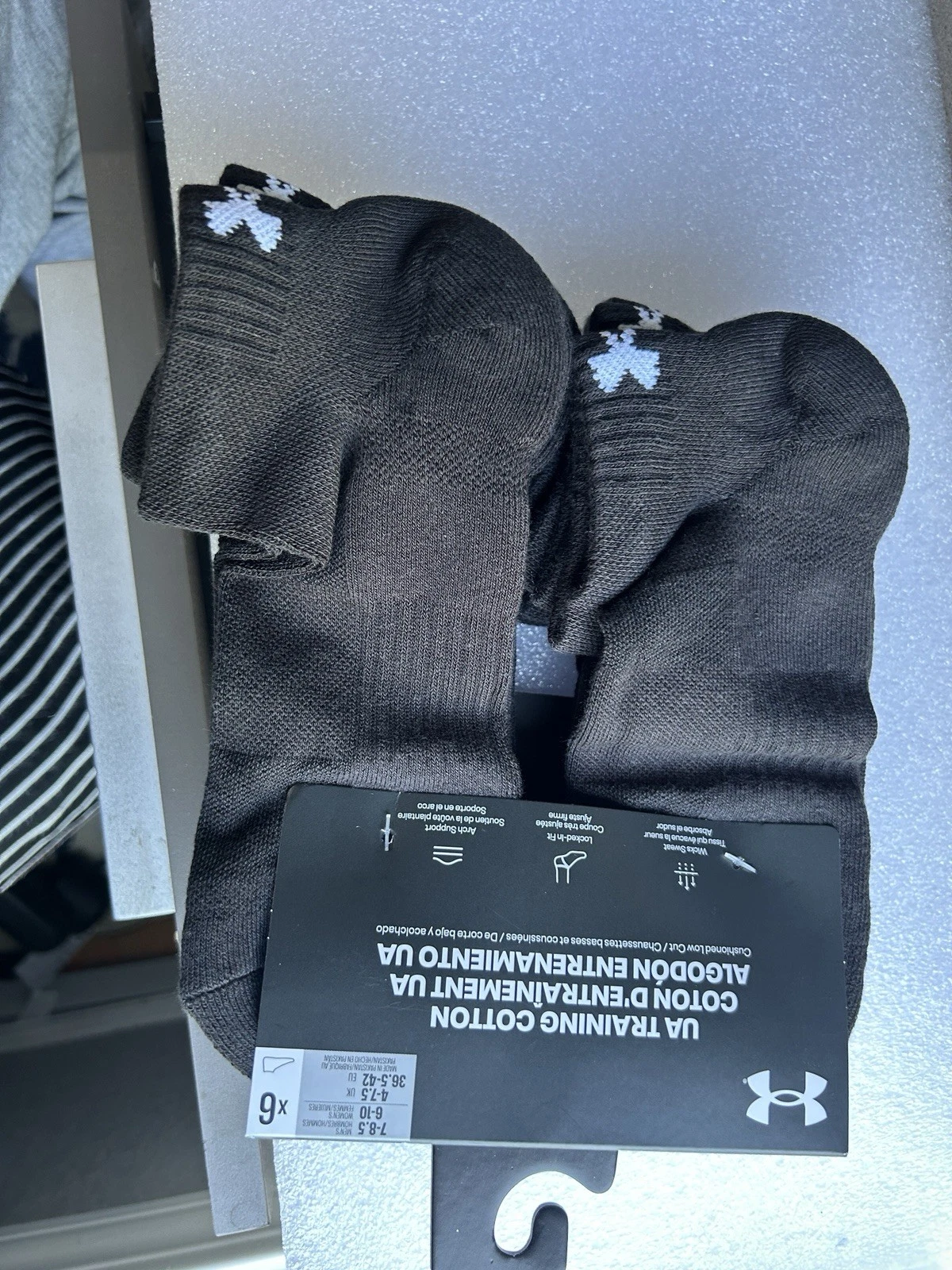 6 PAIRS under armour socks UA TRAINING COTTON LOW CUT M FITS SHOE MENS 7-8.5