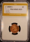 1908-S Indian Head Cent RED 1C Gem BU+ Razor Sharp No Reserve Super Scarce Date