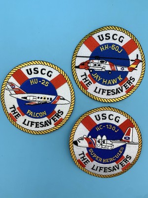Coast Guard patches Lot Of 3 THE LIFESAVERS JAY HAWK, SUPER HERCULES, FALCON