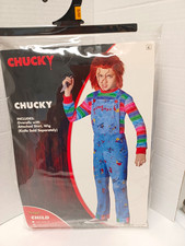 Spirit Child Chucky Costume Complete Outfit SM/MD 4-10 Multicolor With Wig