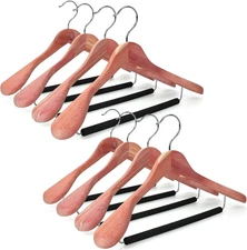 American Red Cedar Wide Shoulder Wooden Hangers 8 Pack, Luxury Wood Suit Coat Ha