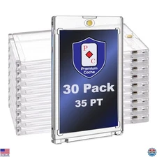 Premium Magnetic Card Holders - 35pt, 30 Pack | Clear Acrylic Protectors for TCG