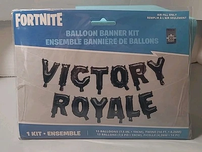 Fortnite Victory Royale Balloon Birthday Banner Kit- 13 Balloons, 14 ft banner - Image 1 of 2
