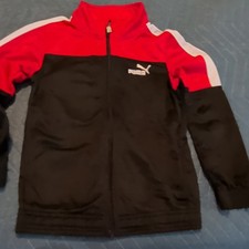 PUMA Boys Track Jacket Full Zip Colorblock Red/Black/White Size 7