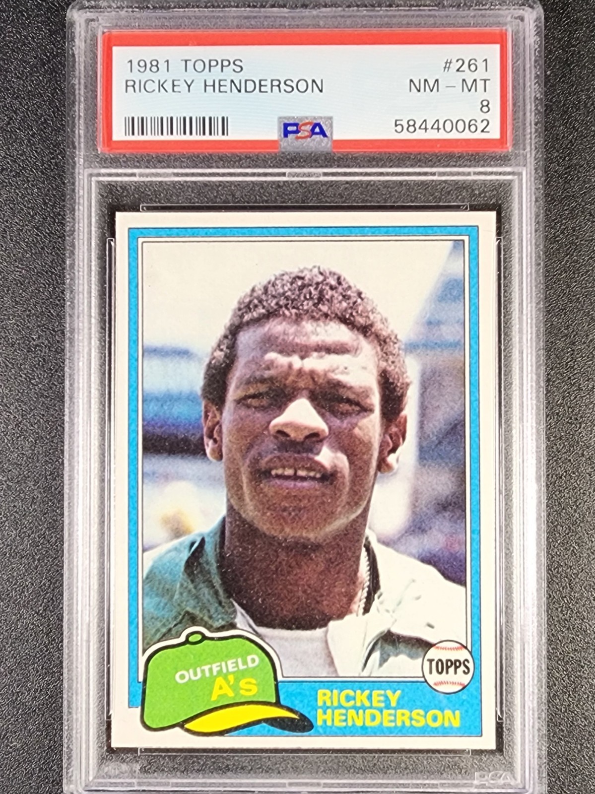 1981 Topps #261 Rickey Henderson HOF - PSA 8 NM-MT