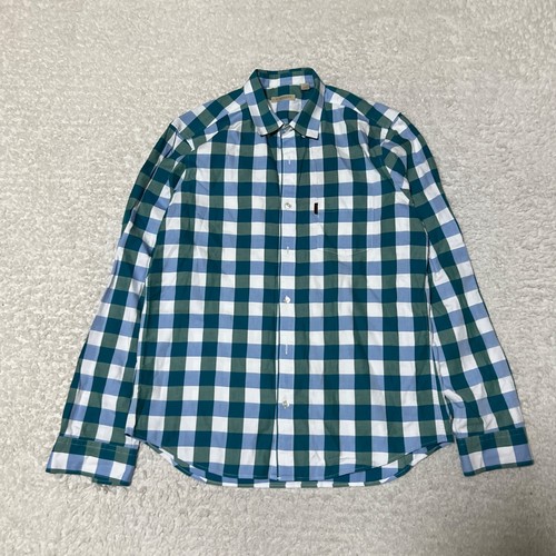 Burberry Brit Shirt Men Large Blue Check Long Sleeve Button Down Cotton ...