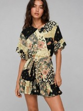 Urban Outfitters Suddenly Spring Mini Dress Sz M Floral Boho Festival Patchwork