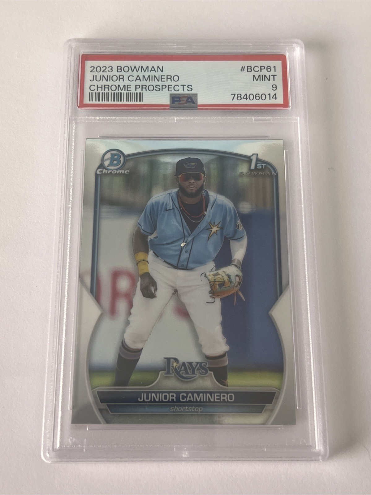 2023 BOWMAN CHROME PROSPECTS JUNIOR CAMINERO PSA 9 ROOKIE RC #BCP61