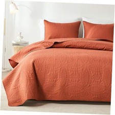 King Quilt Bedding Set,Ultrasonic King /Cal King 110"x96" Burnt Orange