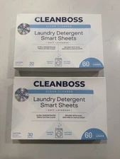 NIB New 2 pack CleanBoss Laundry Detergent Smart Sheets - 60 Sheets (120 loads)