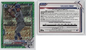 2021 Bowman Chrome Prospects Green Shimmer Refractor /99 Wilman Diaz #BCP-197