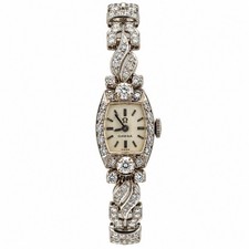 Antique Art Deco Omega 14k Gold Mechanical Watch 6.2ct Diamond Platinum Bracelet