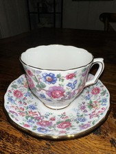 Beautiful Crown Staffordshire Bouquet Fine Bone China Tea Cup and Saucer Set
