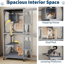 Catio Outdoor Cat Enclosure on Wheels 68 In Cattery for Cats Outside Kitty House