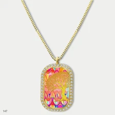 Gorgeous Colorful Tree of Life Pendant Necklace Chain Photo Dog Tag Chain Gift D
