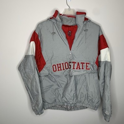 Vintage 90s Majestic Ohio State Buckeyes OSU Mens L Grey 1/4 Zip Jacket