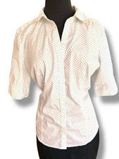 Y2K Simply Styled Polka Dot Blouse Tapered Size Large White Black Dots