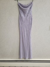 Forever 21 Lavender Light Purple Satin Floral Open Back Strapless Dress Small