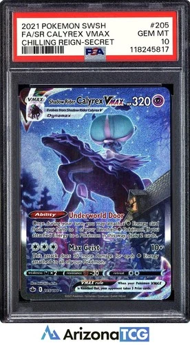 Pokemon 2021 Shadow Rider Calyrex VMAX 205 Full Art Chilling Reign GEM MT PSA 10