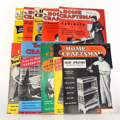 VINTAGE LOT OF (10) HOME CRAFTSMEN MAGAZINES 1944/1945 1950/1951