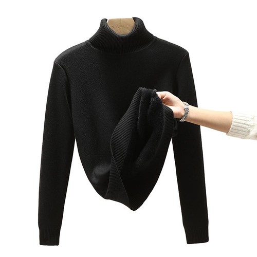 Cozy Women's Knitted Pullover Tops Thicken Fleece Lined Winter Sweater UK - Picture 28 of 48