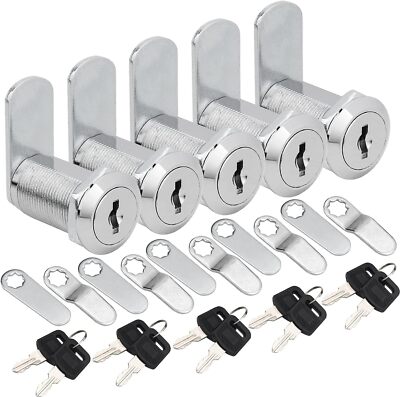 2/5/10 Pcs 5/8''  1''  1  1/8'' Cabinet RV Cam Locks Keyed Alike Secure Drawer File