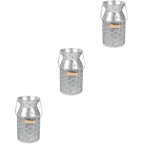 3pcs Iron Planter Desktop Flower Pot Flower Bucket Vase with Handle