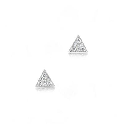 Gemistry 18K Gold Round Diamond Triangle Stud Earrings Gifts