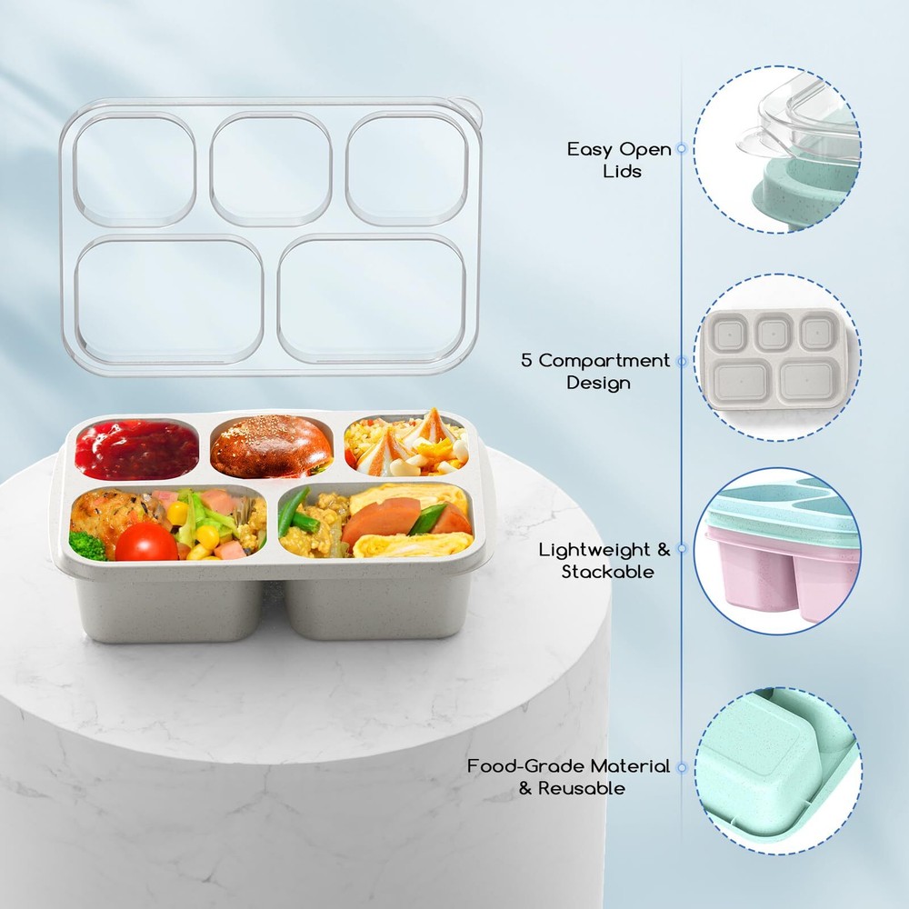 Bento Lunch Box Bento Box Reusable Lunch Box Kids With 5 Compartments Meal Prep