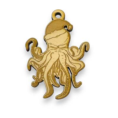 Ornament - Santa Cthulhu - Raw Wood 3x2in Ornament - Santa Cthulhu - Raw Wood 3x2in