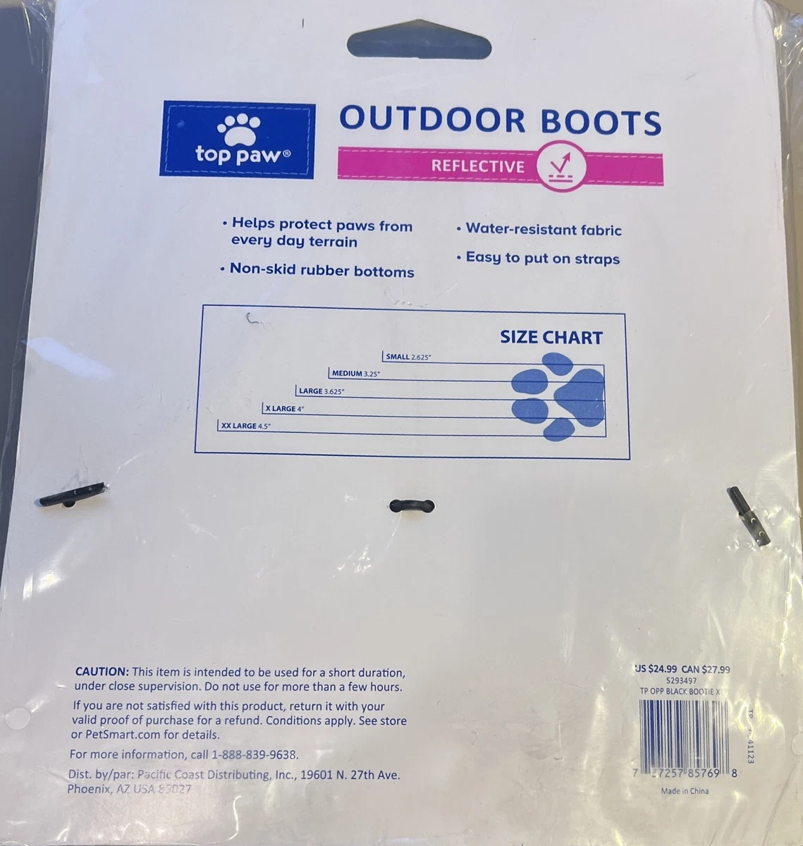 Top Paw Black Reflective Protective Dog Outdoor Rain Snow Boots NEW Size XL 4