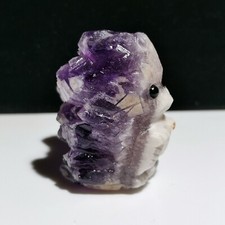 Natural Amethyst Cluster Quartz.Mineral Specimens.Hand-Carved Hedgehog Healing,V