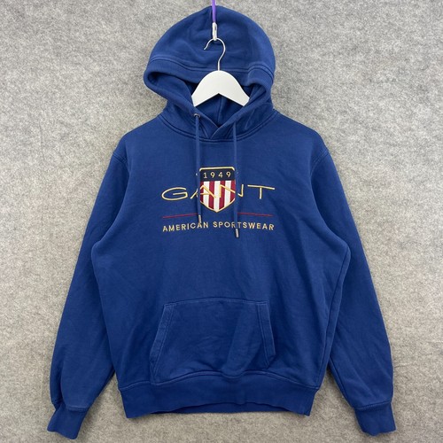 GANT Hoodie Herren Large Blau Pullover Pulli USA Spell Out Archive Shield