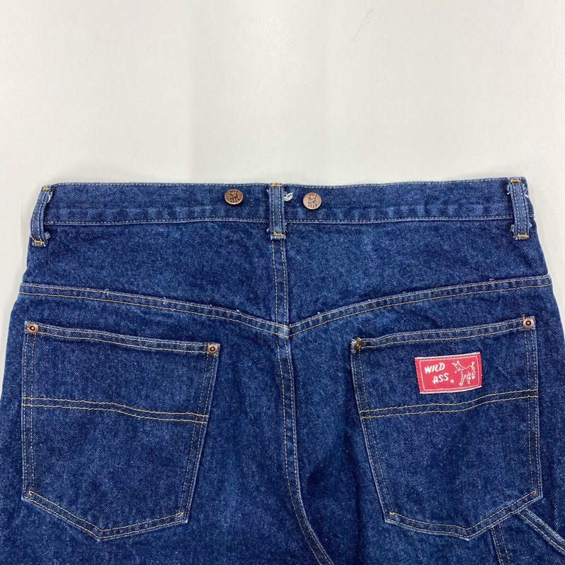 【oan】(Unisex) Wild Brush Denim Pants Vtg Wild Ass Carpenter Jeans Mens 34x25.5 Suspender Blue