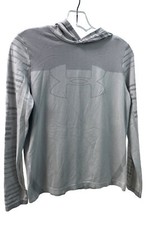 Youth under armour heat gear hooded long-sleeve top loose size large gray